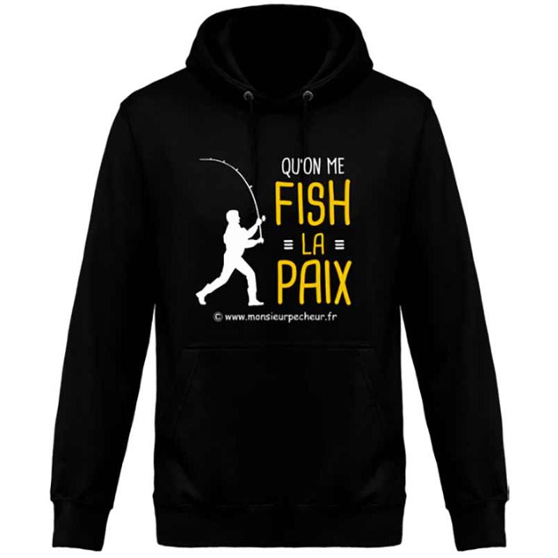 Sweat Homme Monsieur Pêcheur Qu'on Me Fish La Paix - Jet Black