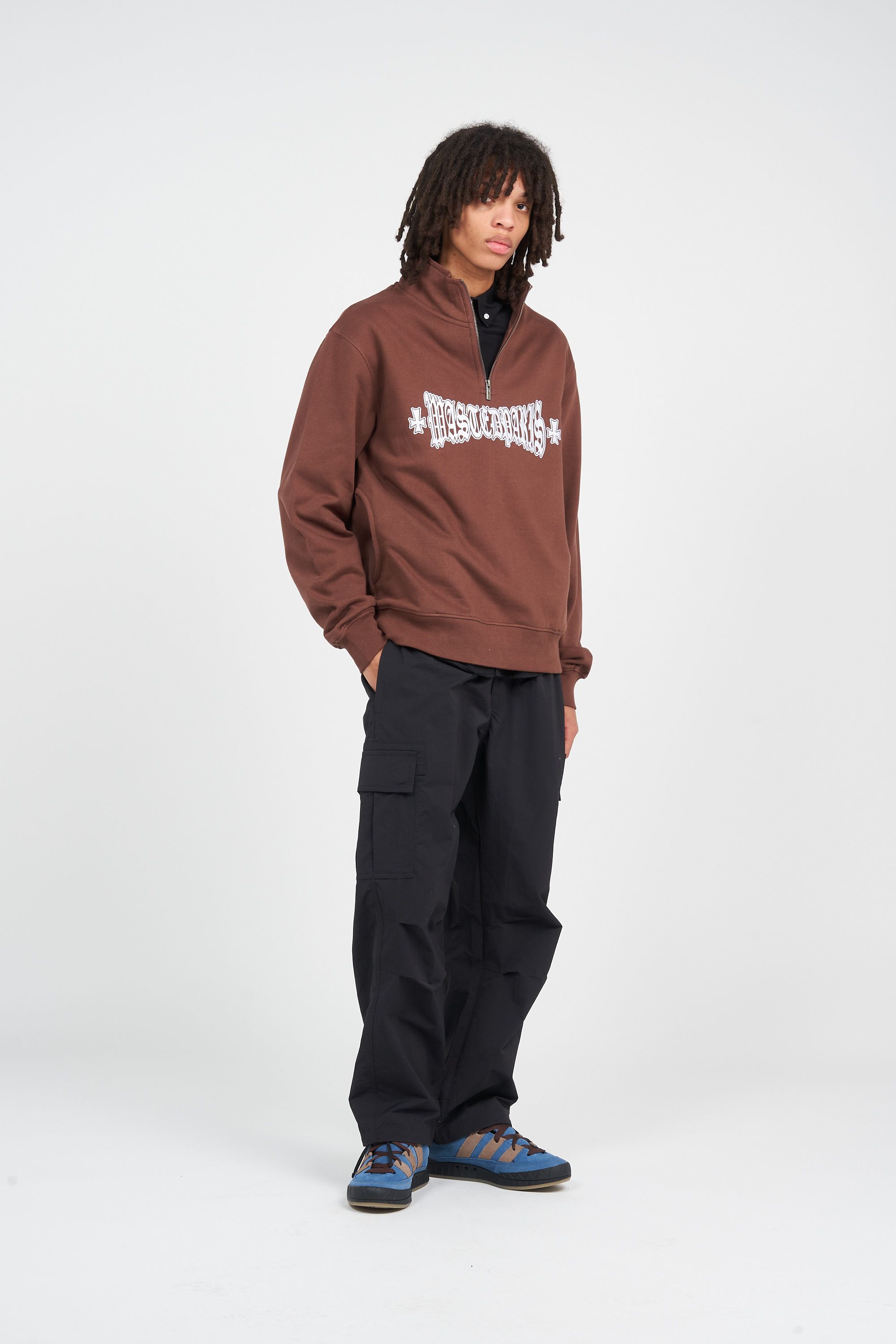 WASTED Sweat zippé FUNNEL LONDON CROSS Marron