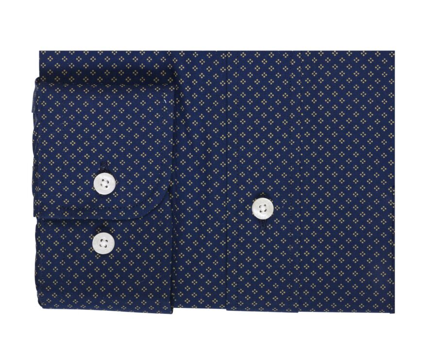 Chemise coton imprimée navy motif beige foncé - Poche poitrine - ADALBERT