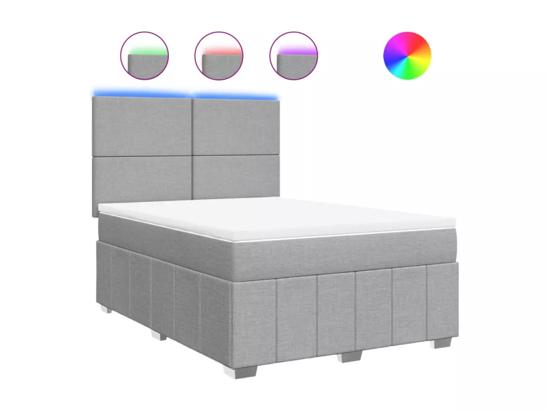 Sommier à lattes de lit avec matelas Gris clair 160x200cm Tissu