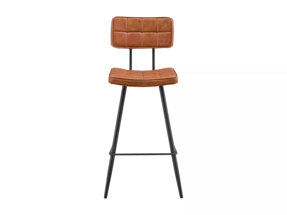 Lot de 2 tabourets de bar en simili cognac FERNAND - HAPPY GARDEN