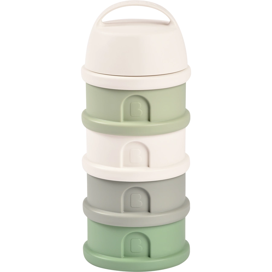BEABA® Milchpulver-Dosierbox mit 4 stapelbaren Fächern 330 ml, Cotton weissSalbeigrün