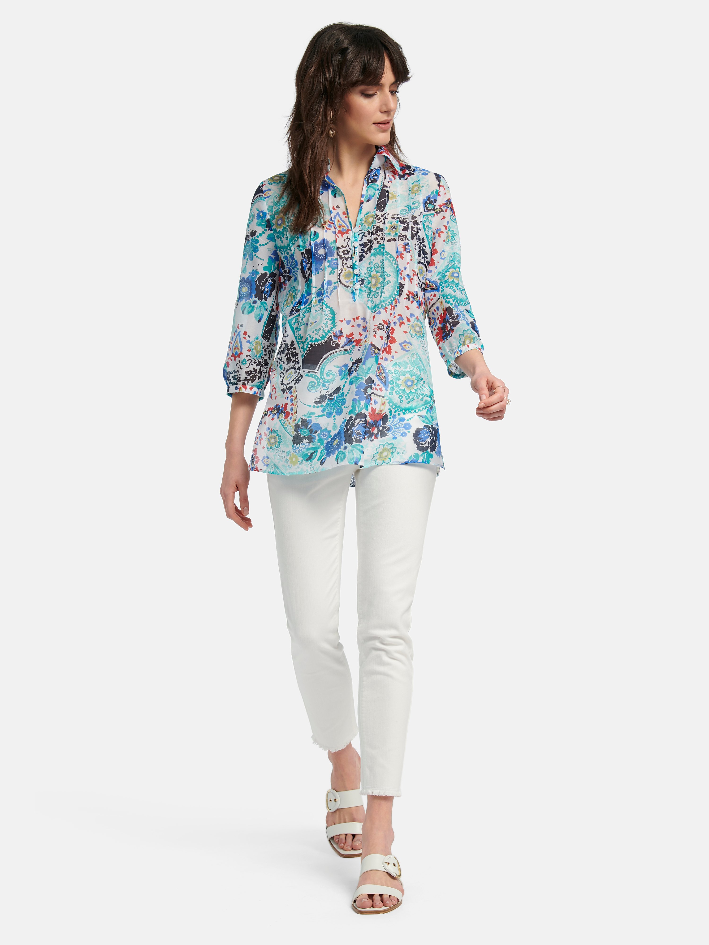 Tunika-Bluse mit 3/4 Arm