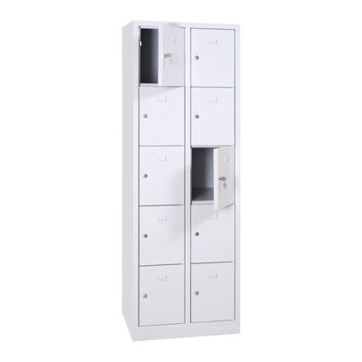 Vestiaire 2 colonnes soit 10 cases monobloc - H180 x L60 x P50 cm - blanc