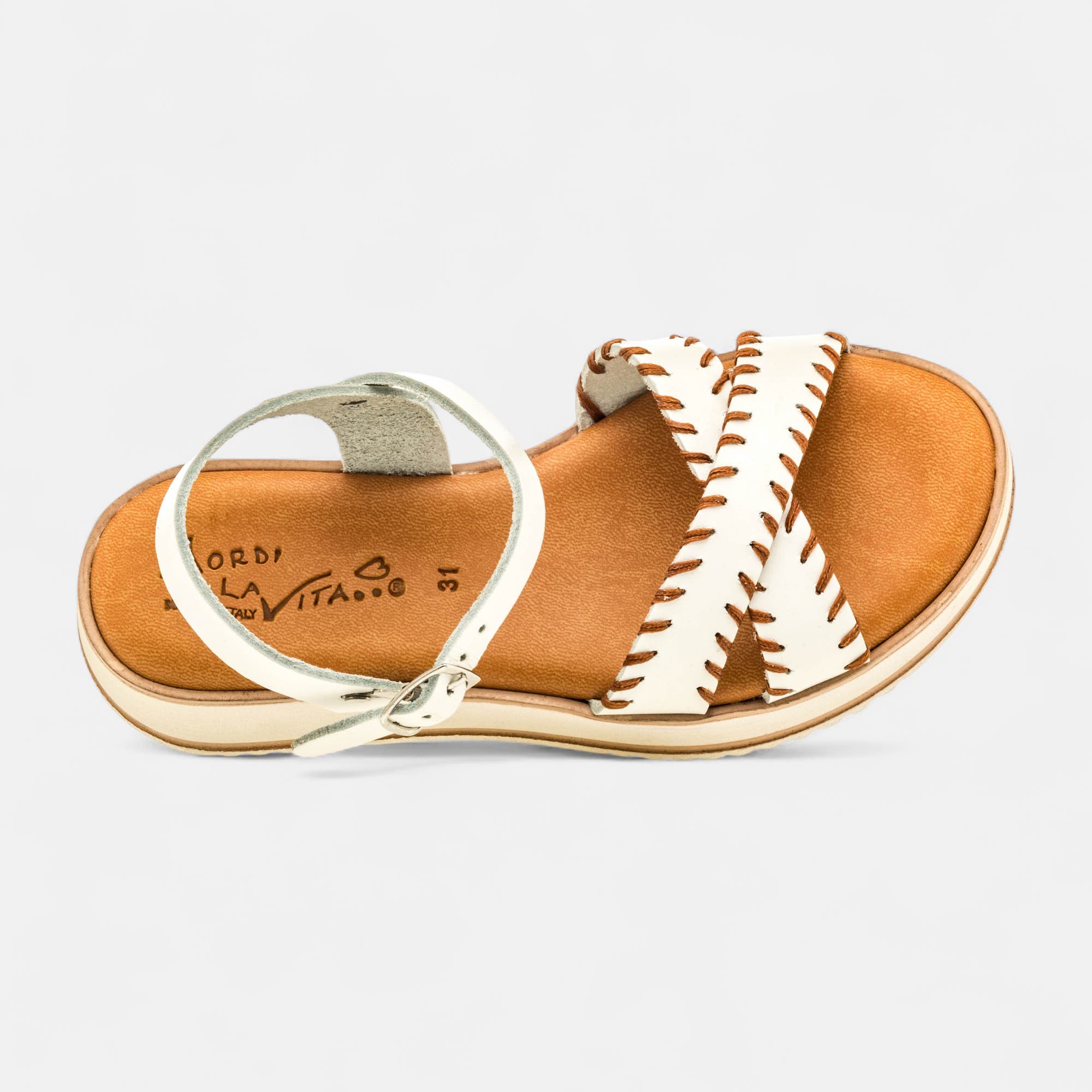 Nu-pieds Fille en cuir blanc