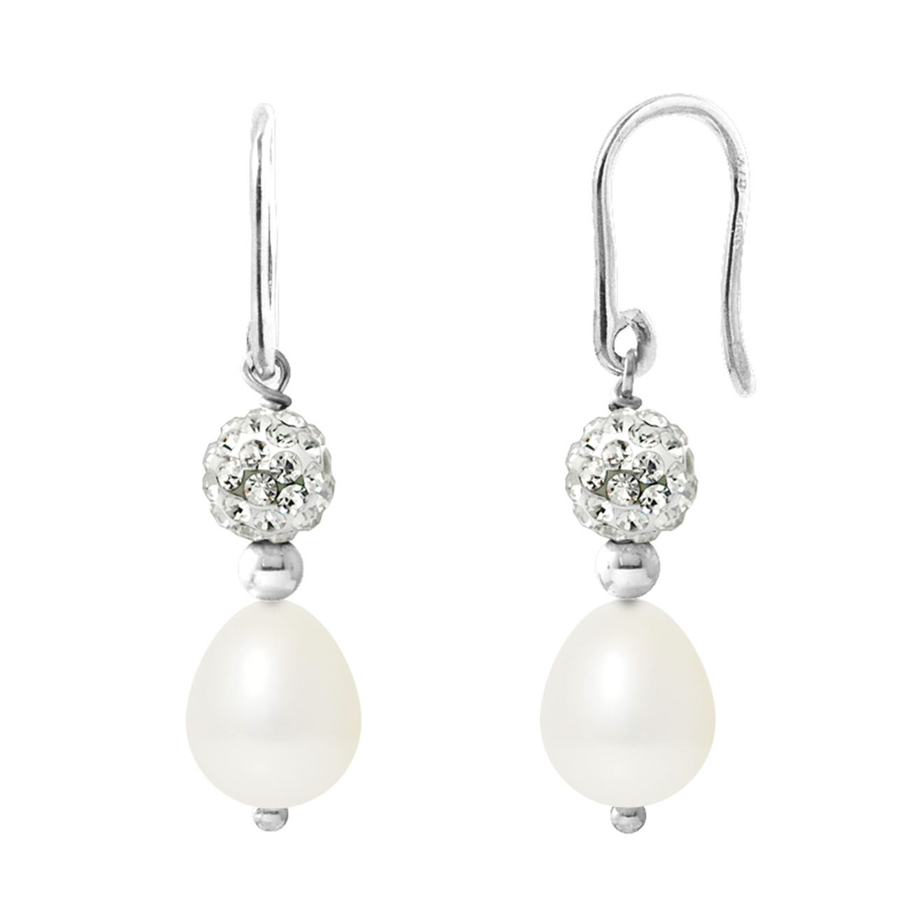 Mitzuko Boucles d'oreilles Nerveuse Argent Perles d'Eau Douce blanches