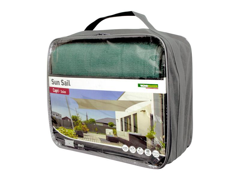Windhager Sonnensegel Capri, 3 x 4 m, Eckig, Petrol Schattentuch für Terrasse oder Balkon