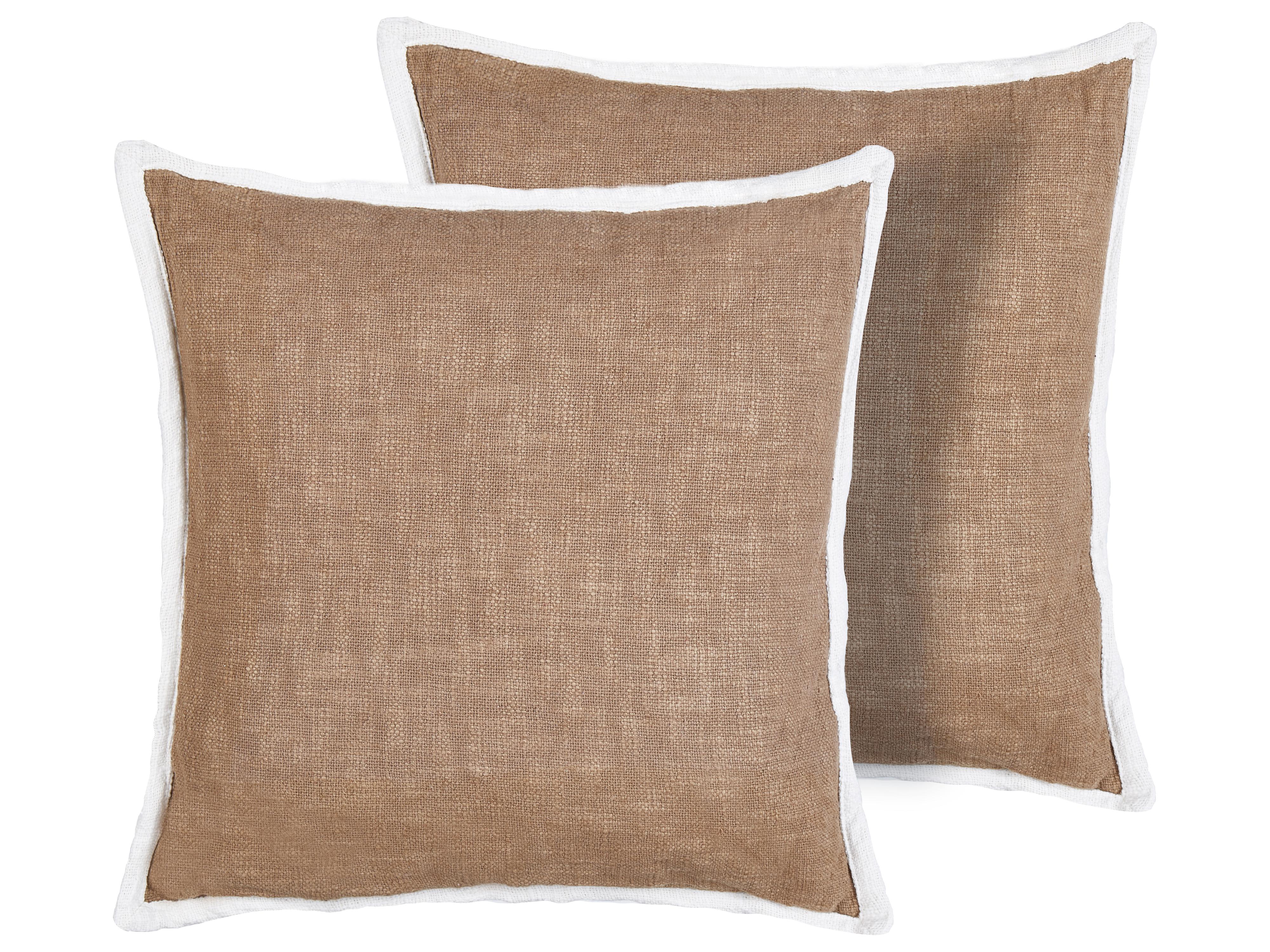 Set van 2 sierkussens IANTHE Katoen 45 x 45 cm Bruin effen