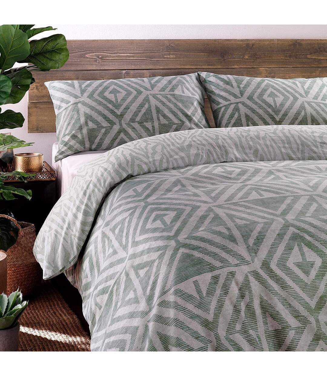 Furn - Parure de lit TANZA GLOBAL (Vert de gris) - UTRV2142