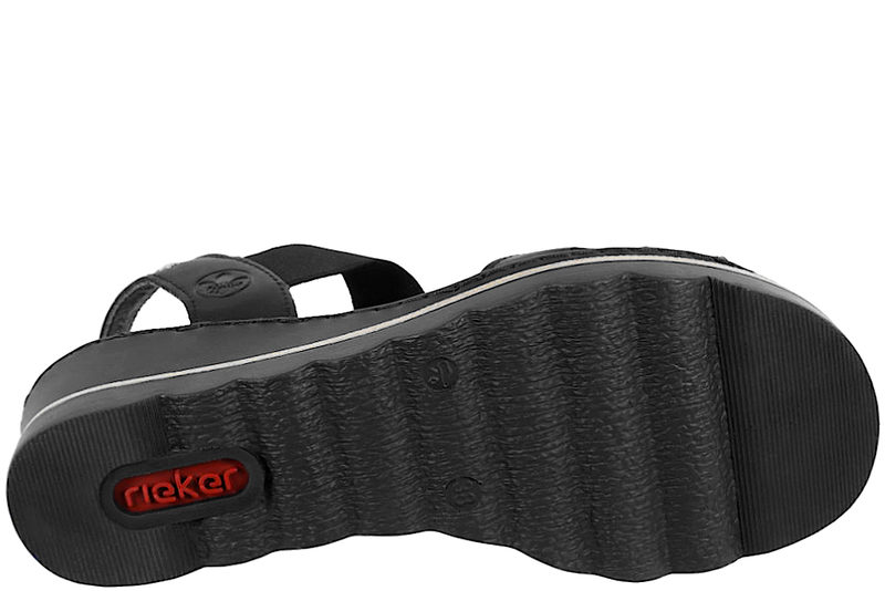RIEKER SANDAL I SORT PU MED PLATEAUSÅL