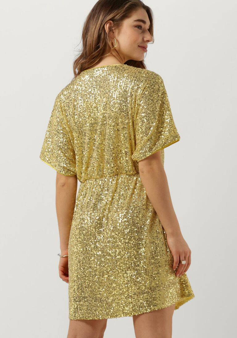 SECOND FEMALE gouden second female mini jurk shine on mini dress