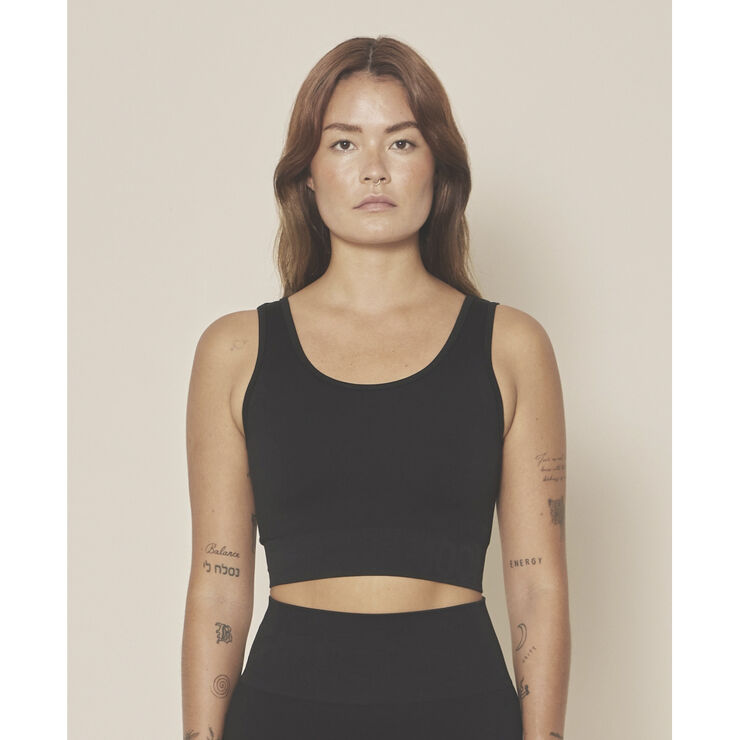 Moonchild Yoga Wear Soft Rib Seamless Crop Top Black iris