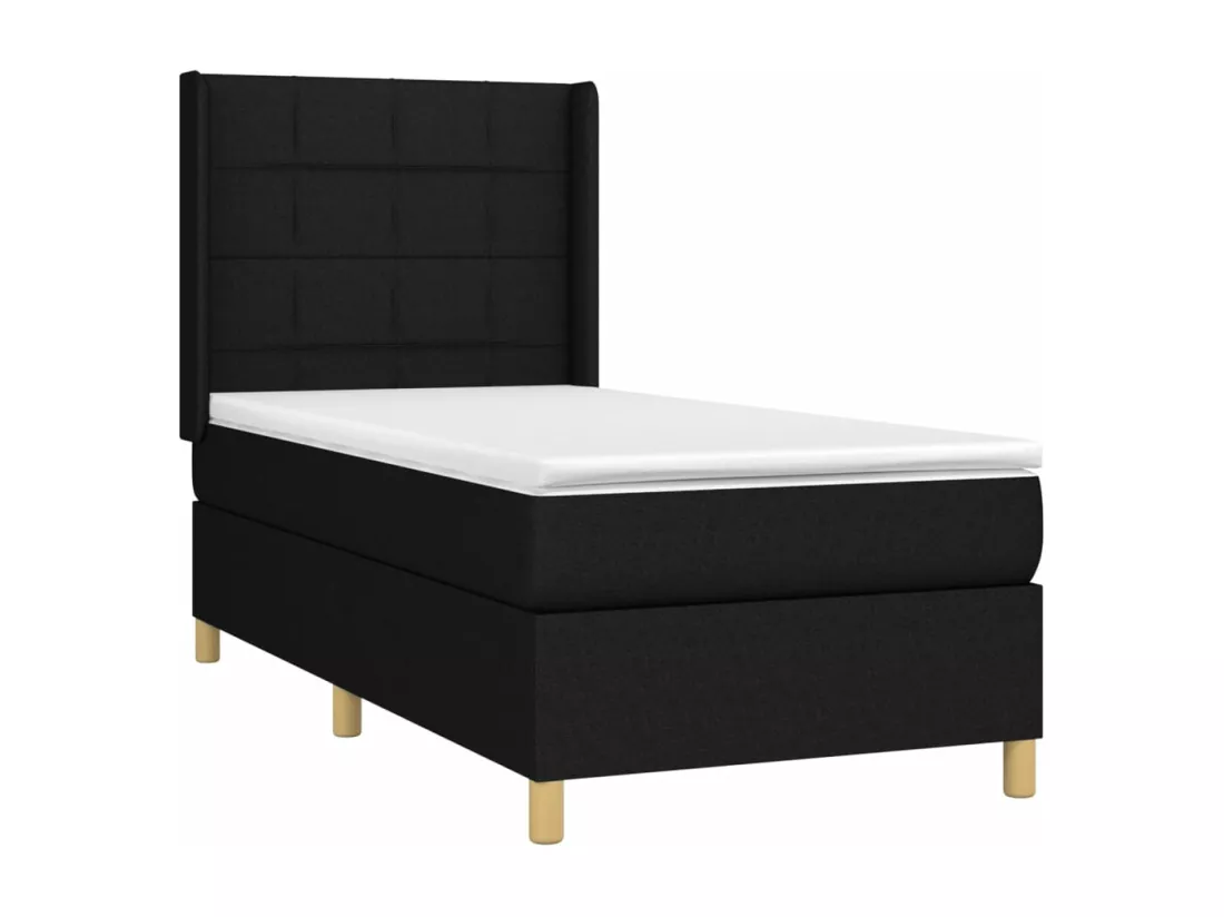 Sommier tapissier avec matelas et LED Noir 90x190 cm Tissu
