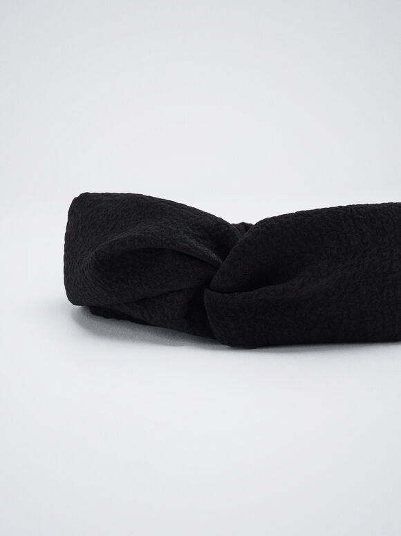 Faixa de cabeça tipo turbante com nó - Preta