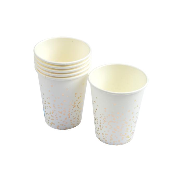 SET 6 GOBELETS CARTON 25CL CONFETTIS OR
