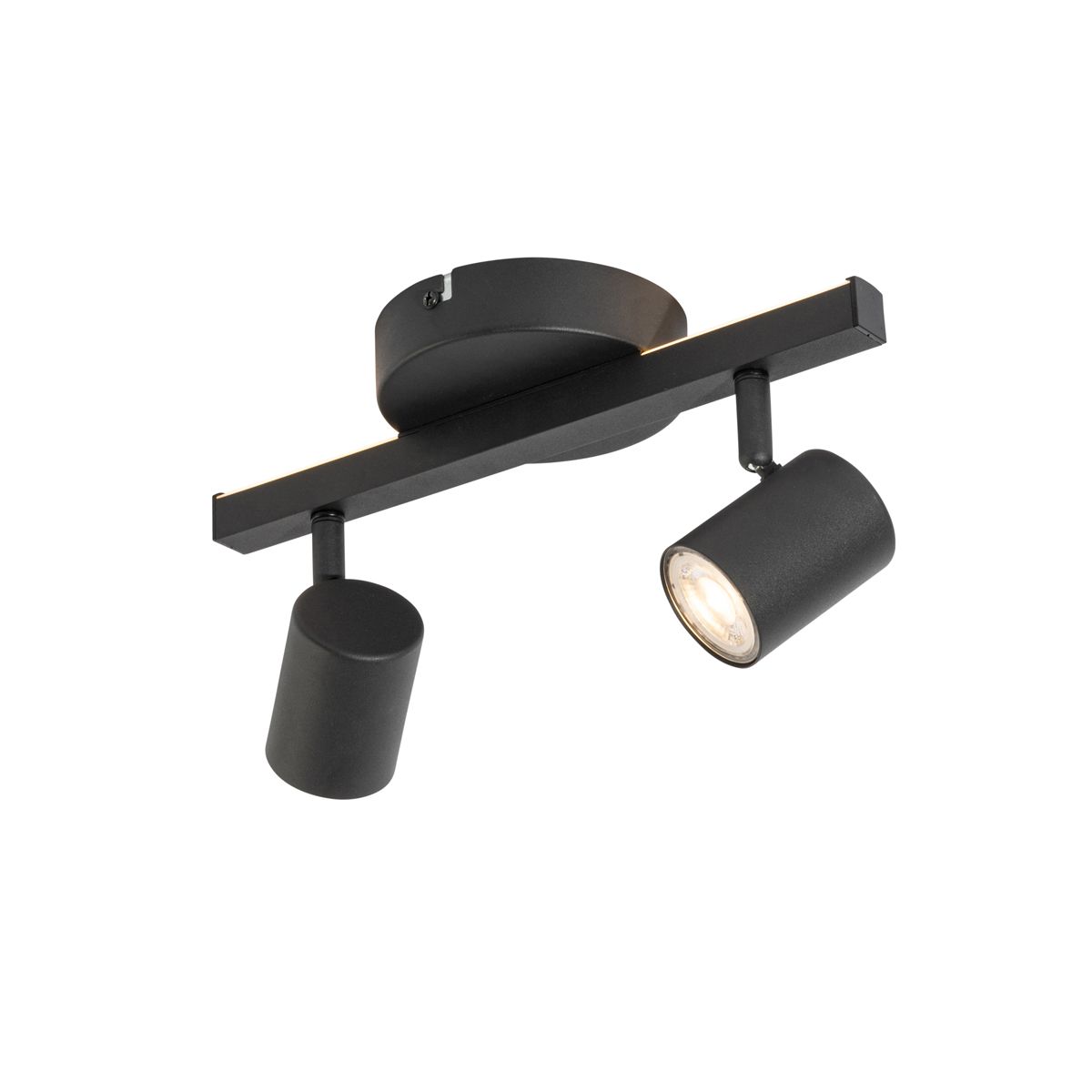 Plafondspot zwart GU10 50mm 2-lichts incl. backlight - Back Up