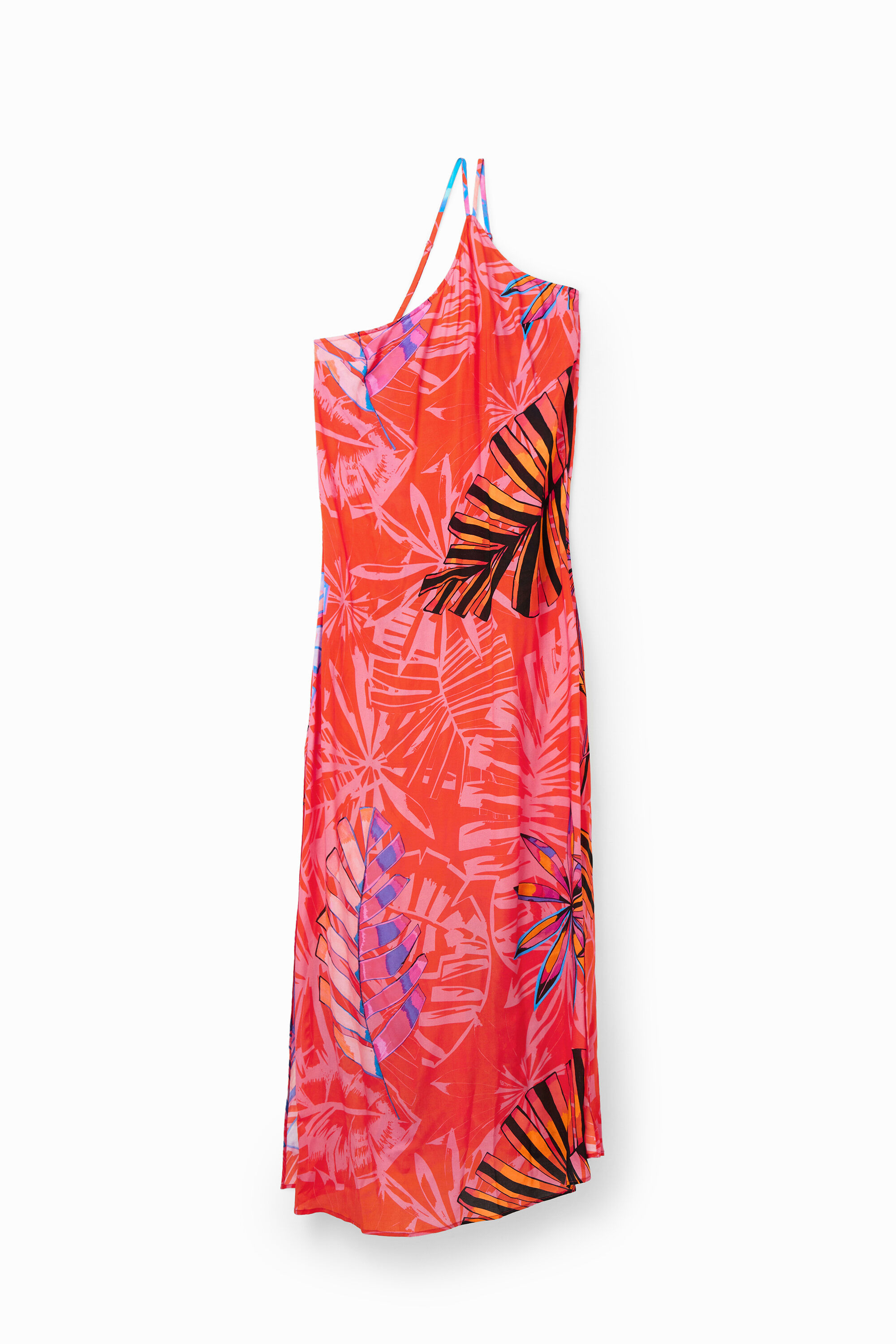 Robe midi asymétrique tropicale