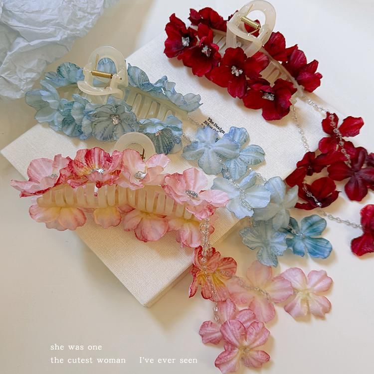 Rodiv - Haarklem met bloemen en strass