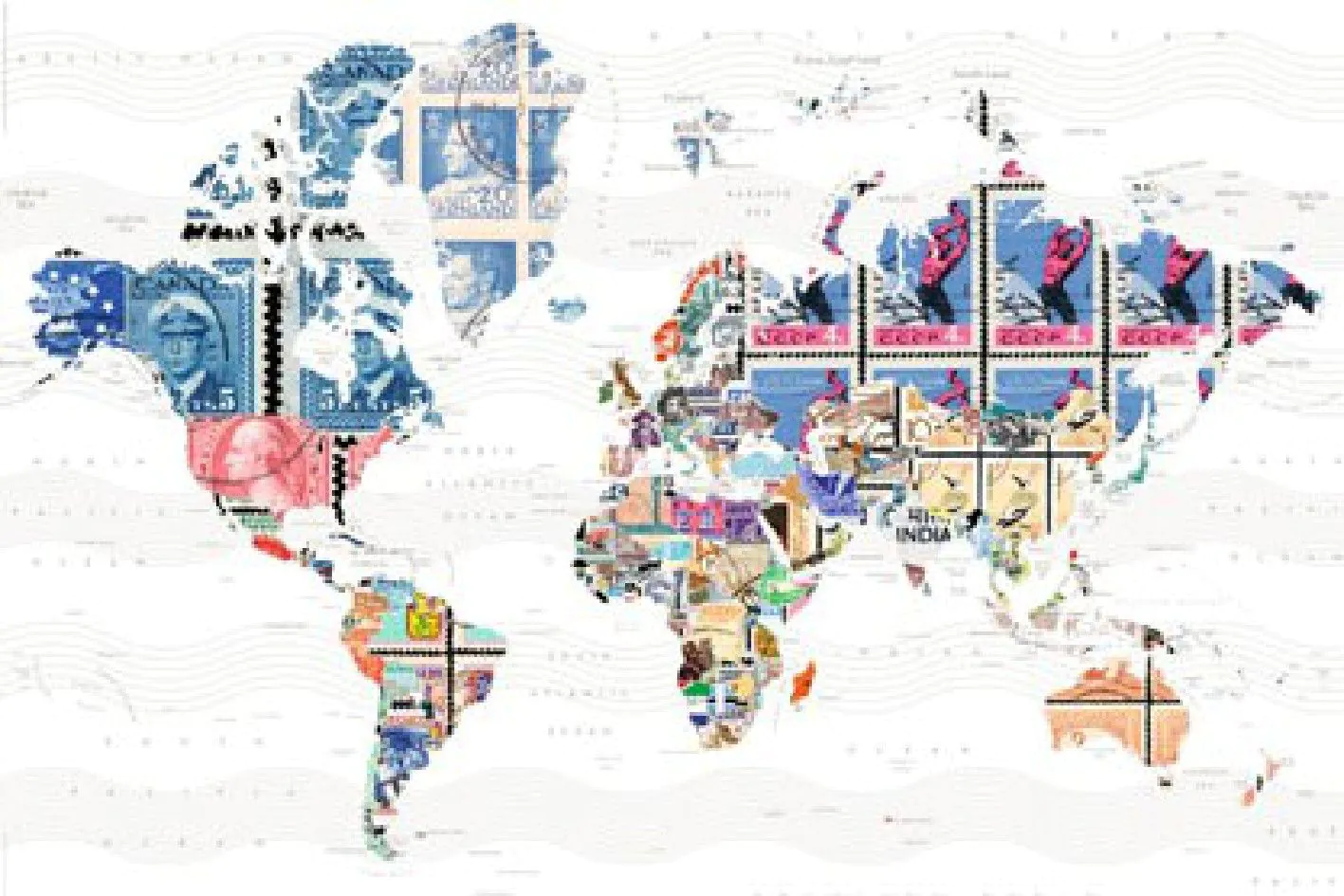 Poster World of Stamps, 61 x 91 cm