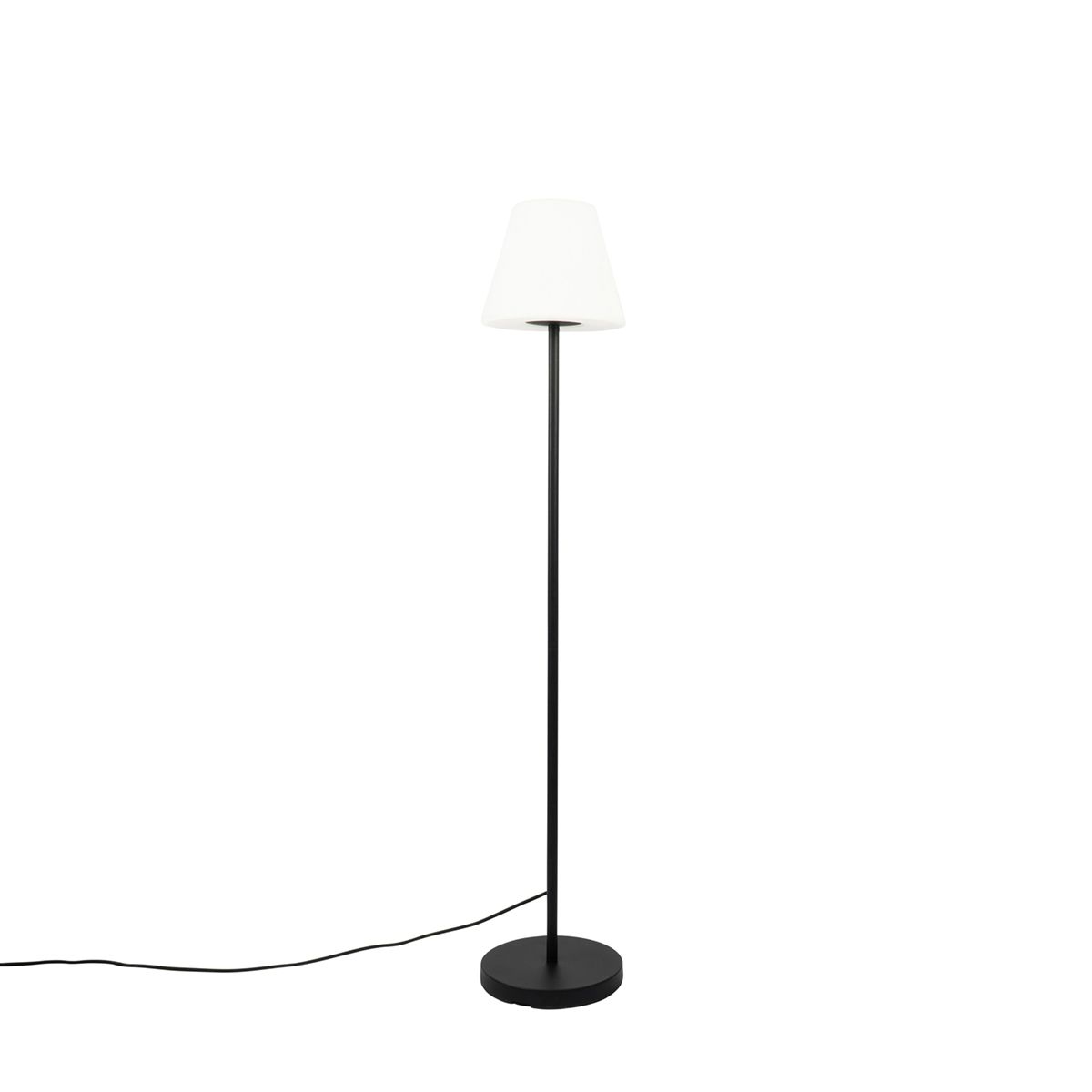 Smart moderne buiten vloerlamp zwart kap wit  incl. Wifi A60 - Virginia
