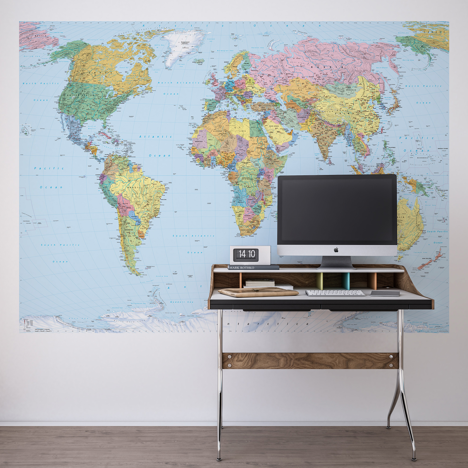 Papier-Fototapete WORLD MAP - bunt - 270x188 cm