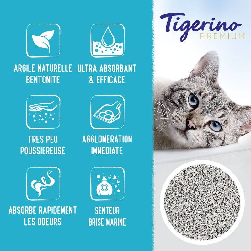 Litière Tigerino Édition spéciale / Premium - senteur brise marine