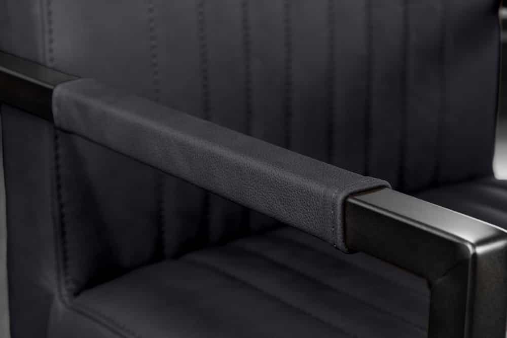 Moderner Freischwinger Stuhl BIG ASTON Echtleder schwarz Taschenfederkern Metall