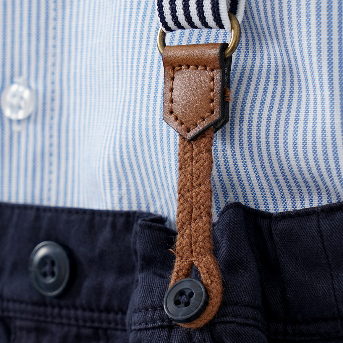 Topomini Baby Hemd und Chinohose im Set dunkelblau / blau / weiss