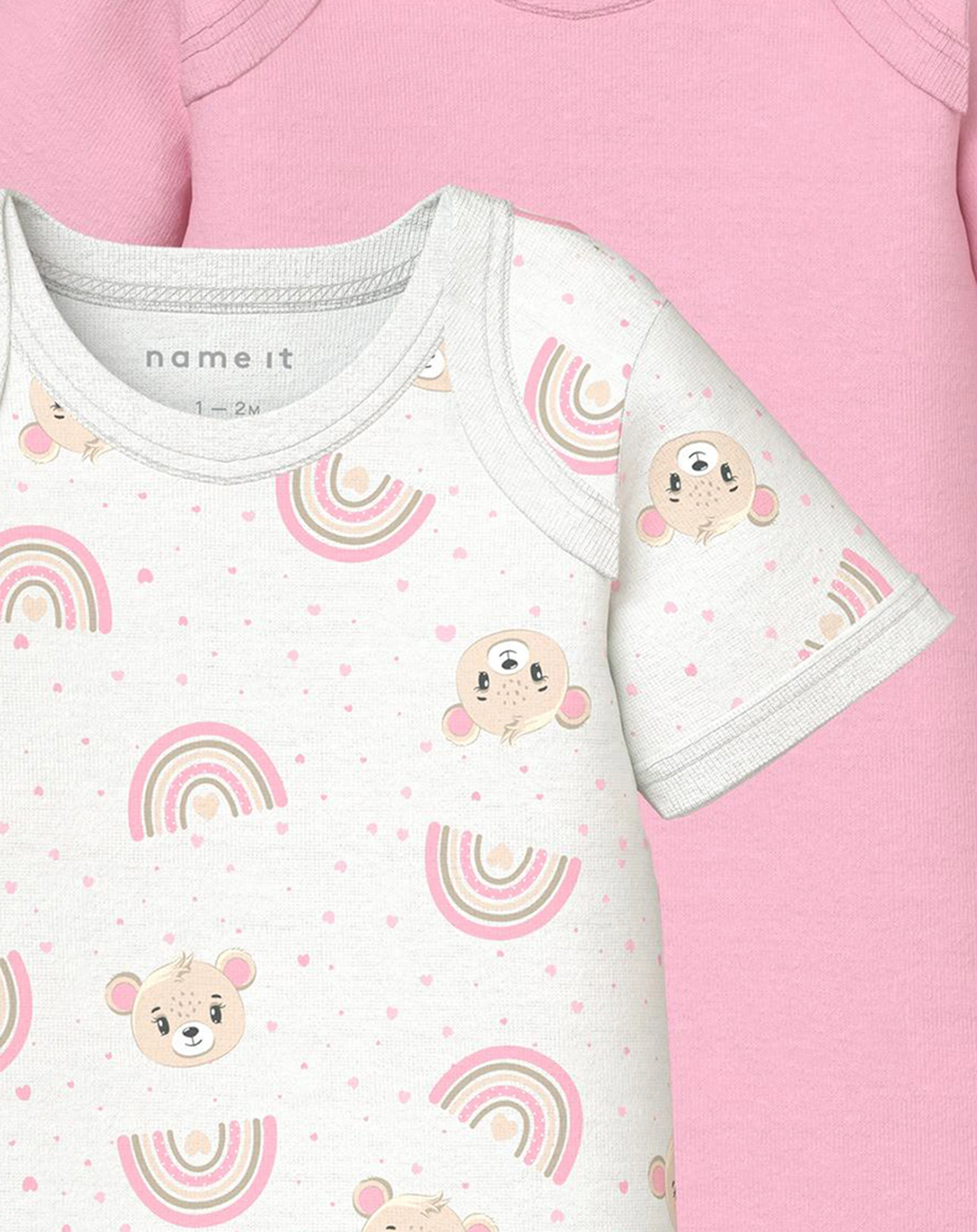 Kurzarm-Body NBFBODY TEDDY 2er Pack weiß/rosa