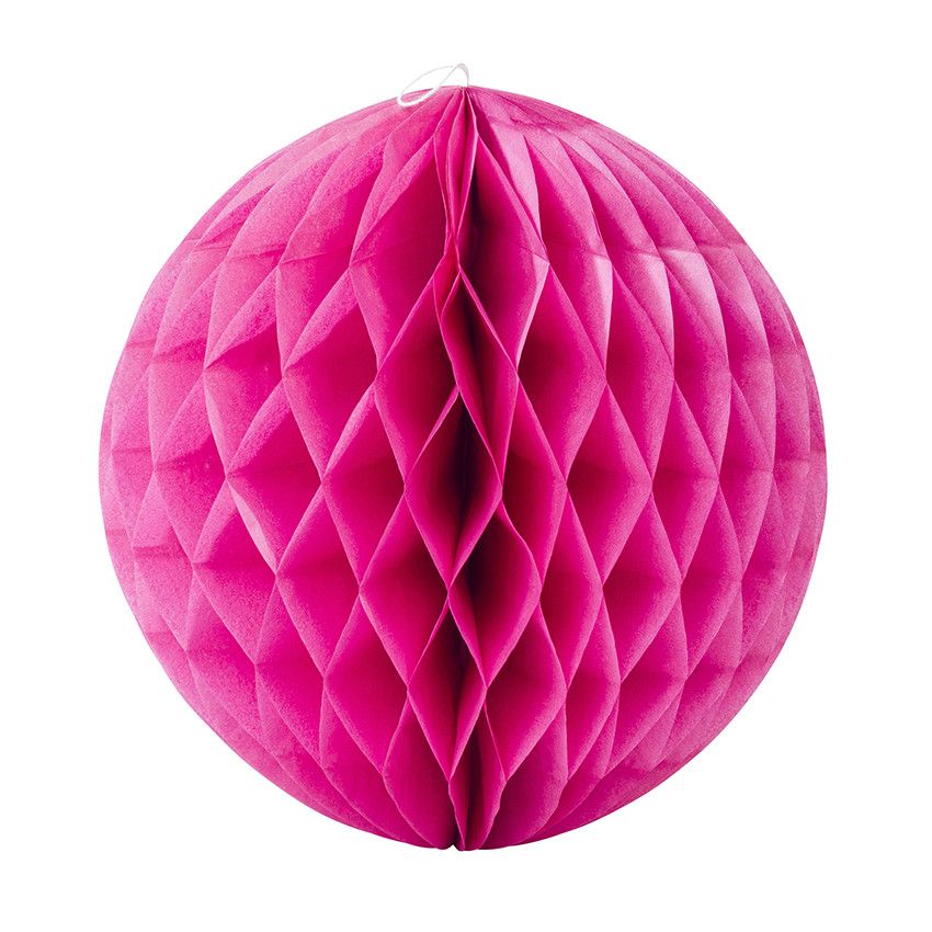 Set de 3 boules en papier effet alvéolé - Rose