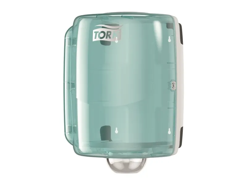 Dispenser Aftørringsrulle Tork W2 Vægophæng op til 30 cm Hvid/Turkis,1 Stk/krt