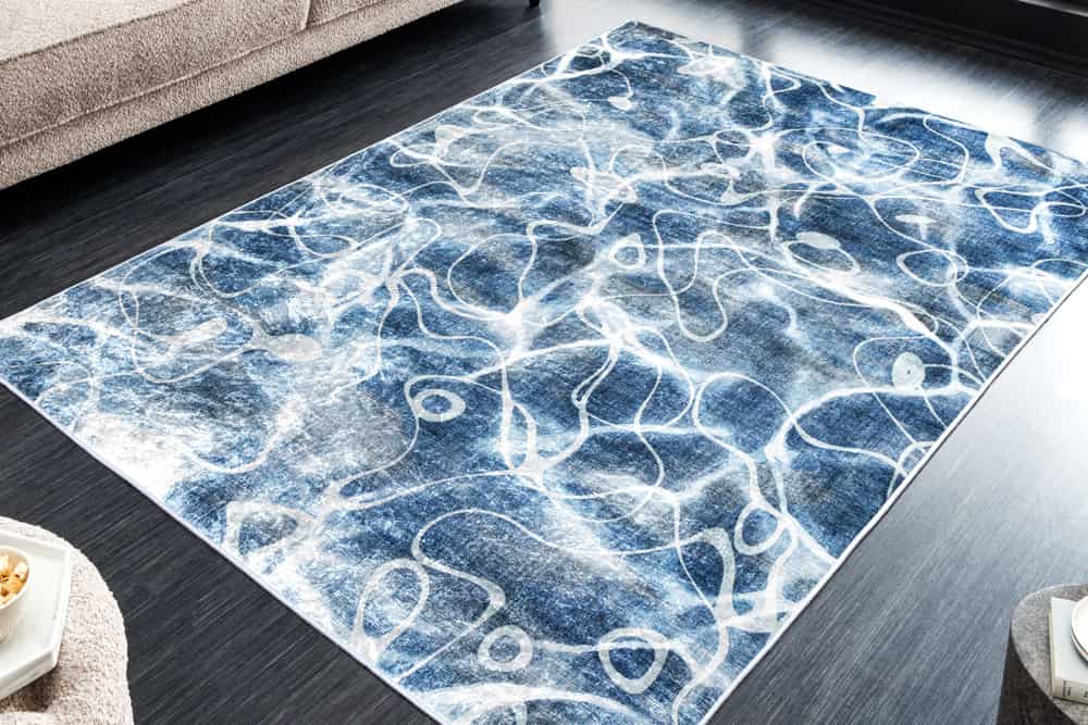 Maritimer Teppich OCEAN 230x160cm blau weiß Flachgewebe Indoor-Teppich