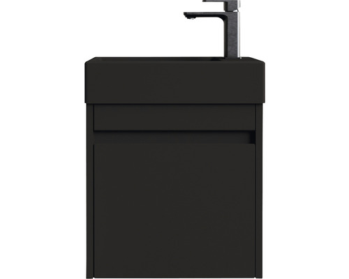 Basano Avellino wastafelmeubel, BxHxD 45 x 54 x 28 cm, frontkleur matzwart met keramische wastafel in zwart