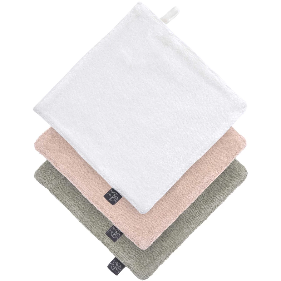 LÄSSIG Mullwaschlappen 3er Set milky powder pink olive