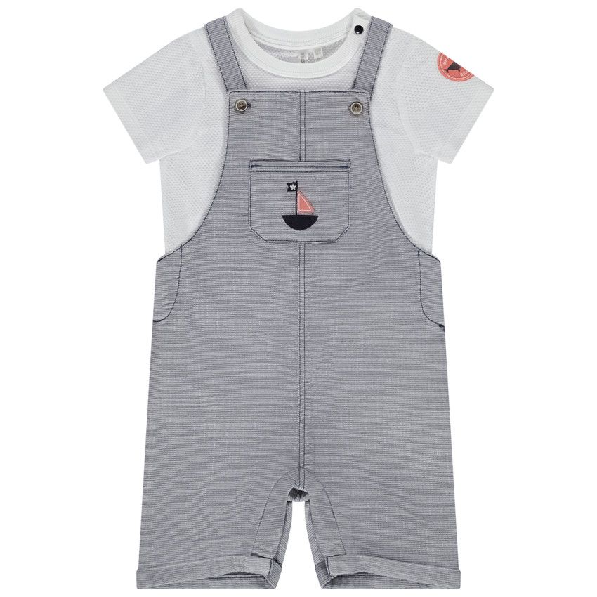 Ensemble 2 pièces t-shirt en nid d'abeille pour bébé garçon - Blanc