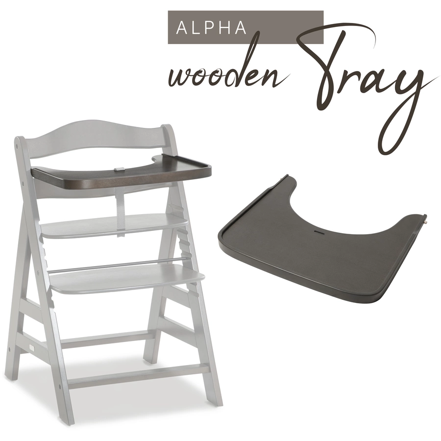 hauck Alpha Wooden Tray Charcoal