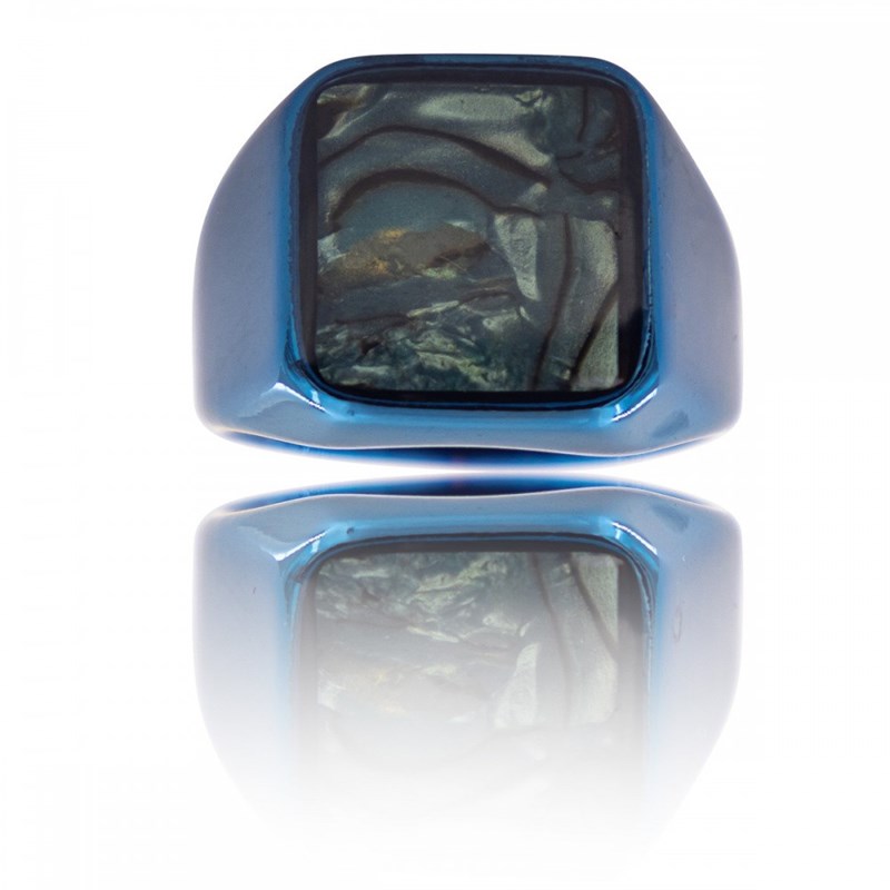 Chevalière Homme Acier Bleu MARBRA