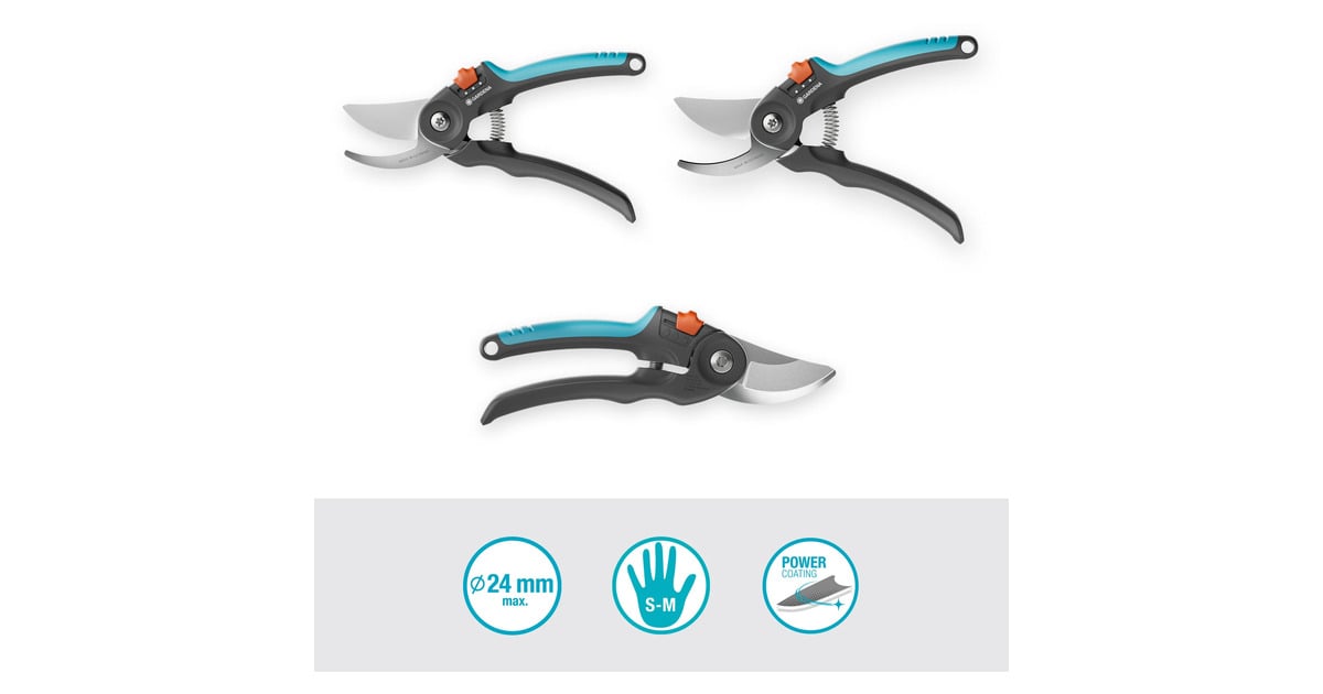 GARDENASnoeischaar PremiumCut Flex, bypass  (Grijs/turquoise, tuinsnoeischaar voor groen hout, 24 mm)