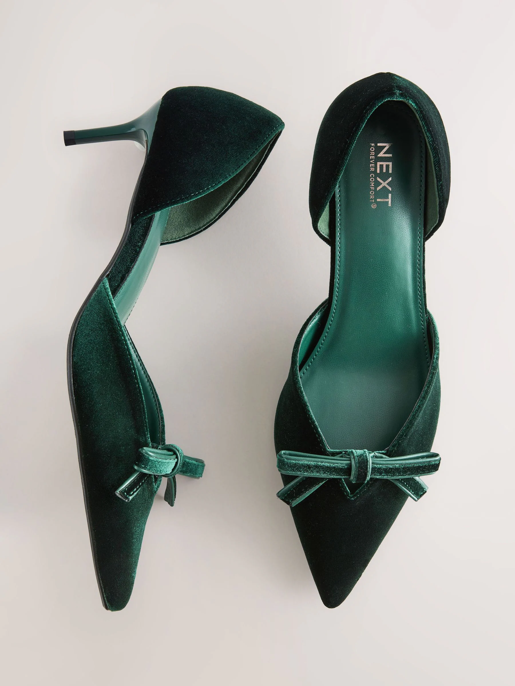 Groen fluweel - Forever Comfort® Velvet Bow Pointed Toe Two Part Heels