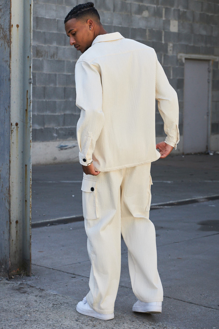 Ensemble 2 pièces chemise + pantalon plissé beige