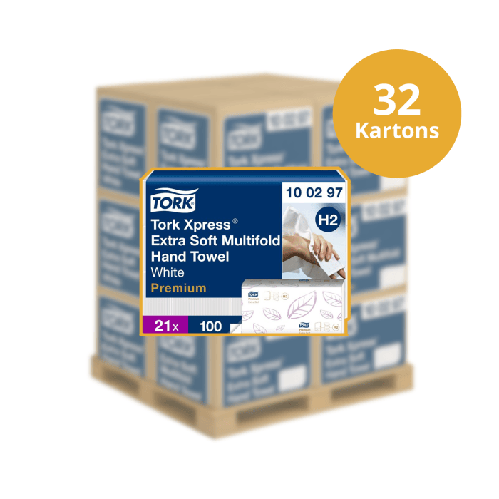Pallet Tork 100297 Xpress Handdoek Premium H2 I-vouw Extra Soft 2-laags Pallet (100297P)
