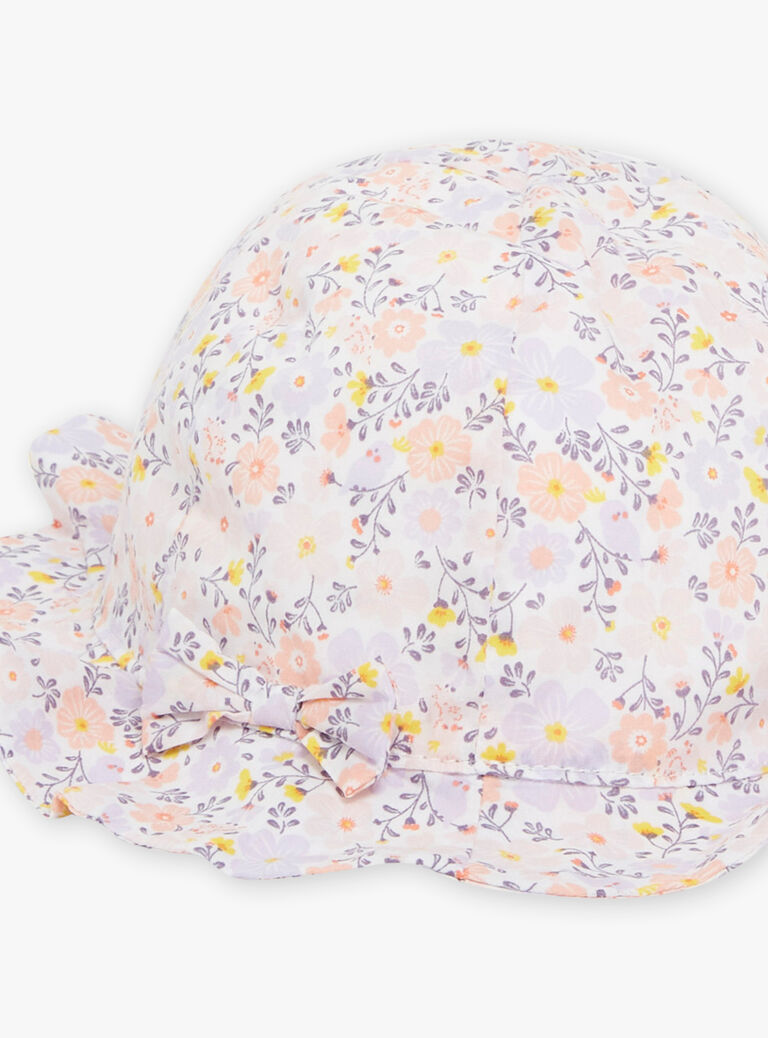 Chapeau en popeline blanc à imprimé fleurs