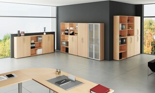 Aktenschrank 80 cm Ahorn/ Rahmen Silber