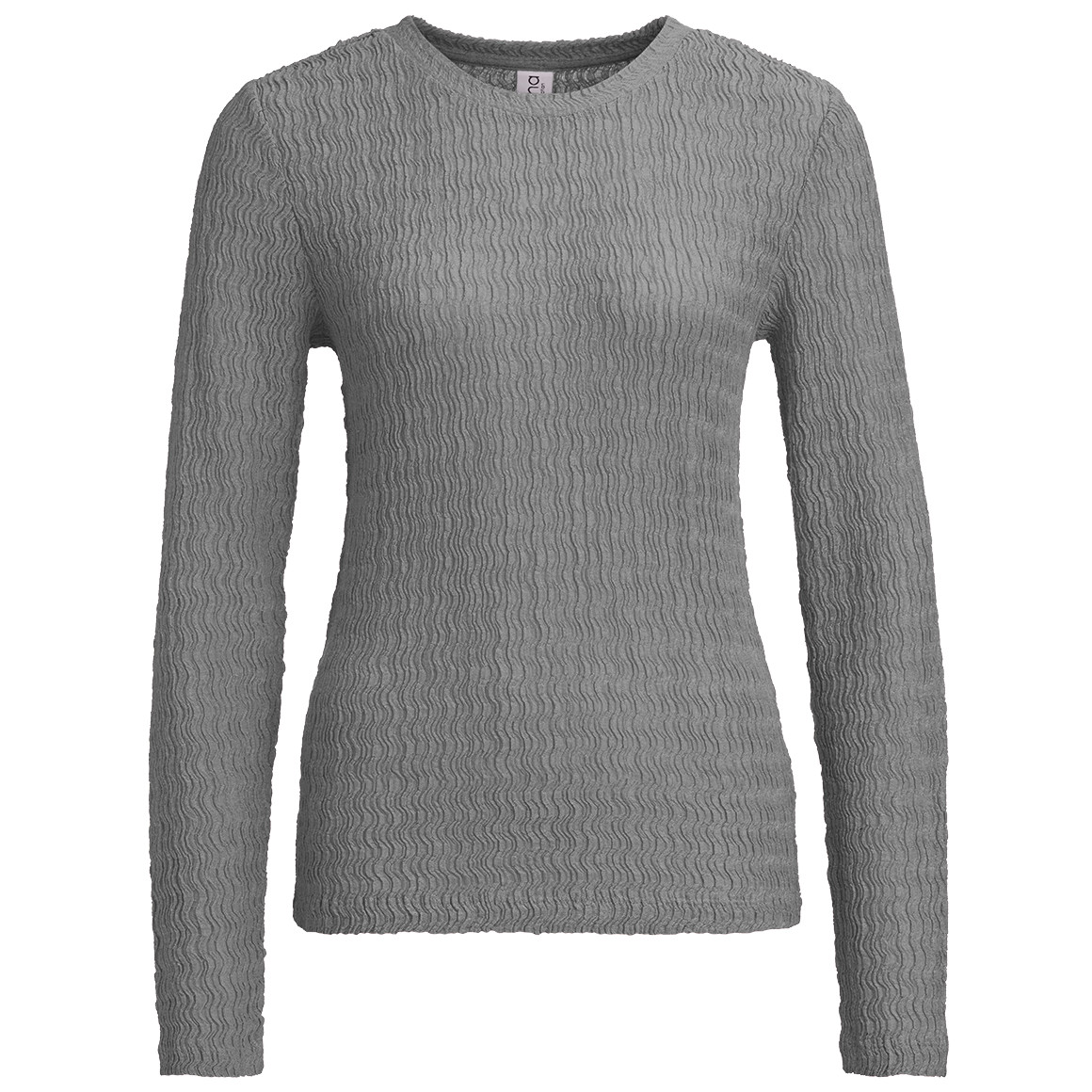 Gina Collection Damen Langarmshirt mit gekreppter Struktur dunkelgrau