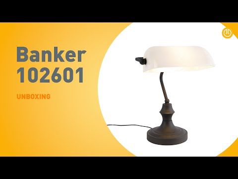Klassieke notarislamp zwart met opaal glas - Banker