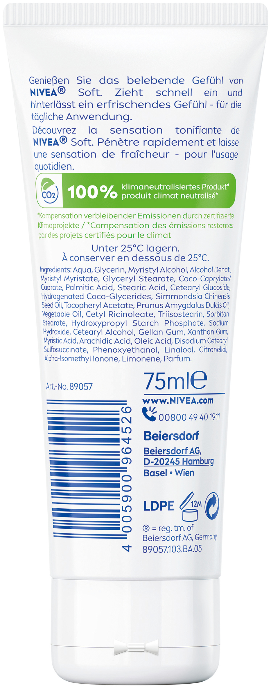 Nivea Feuchtigkeitscreme Creme Soft Tb 75 ml