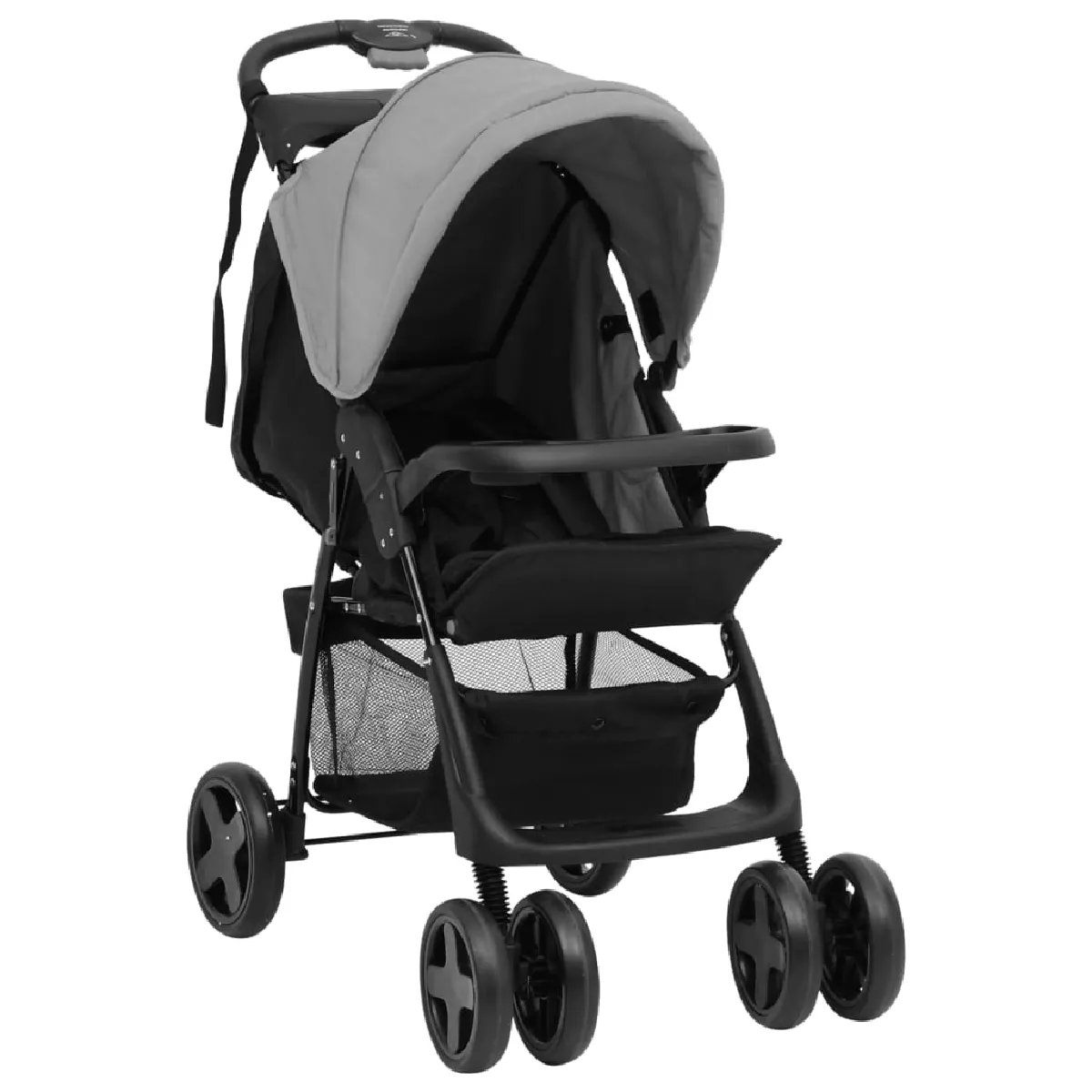 vidaXL Poussette Bébé 2-en-1 Gris-Noir