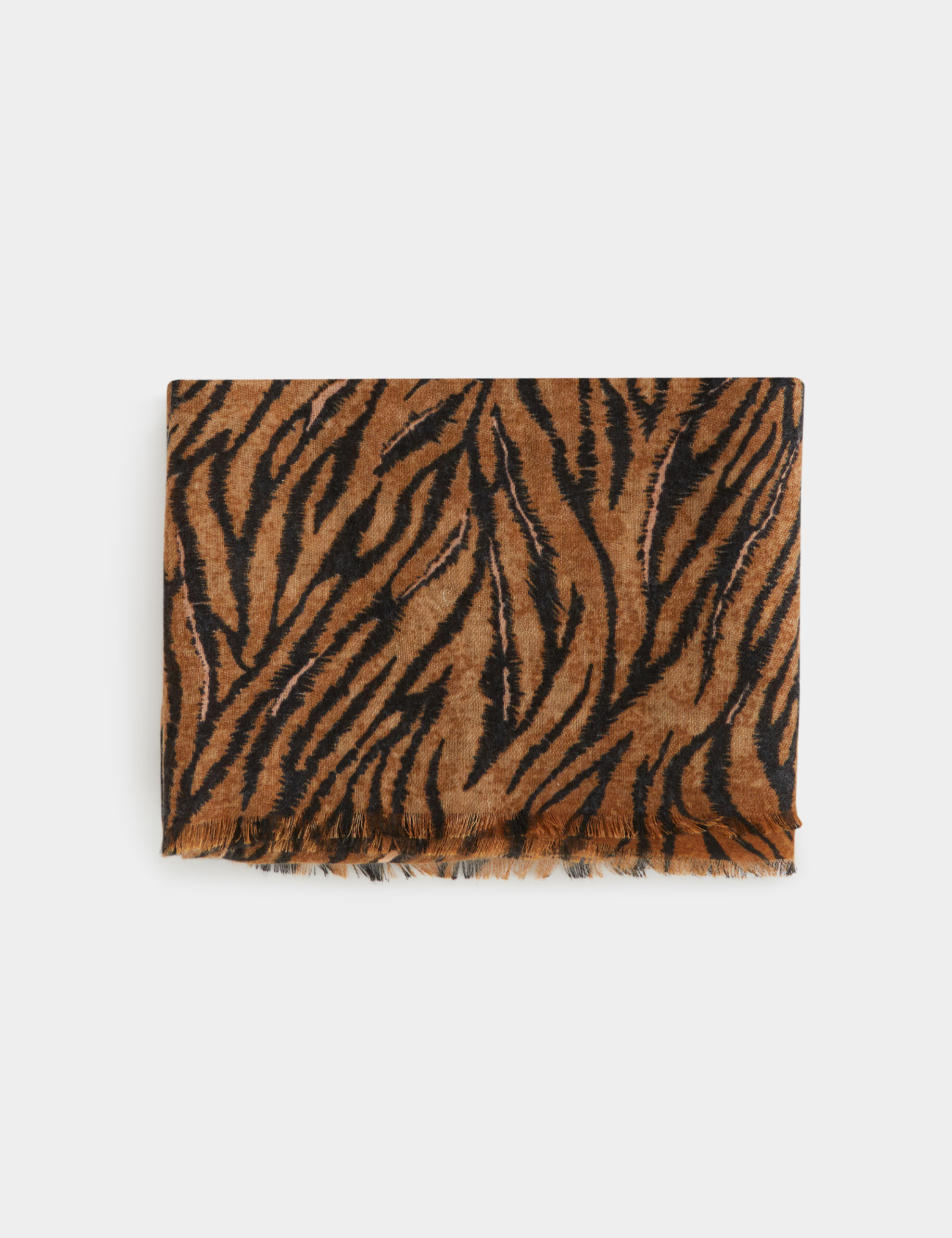 Foulard imprimé animalier marron femme - marron