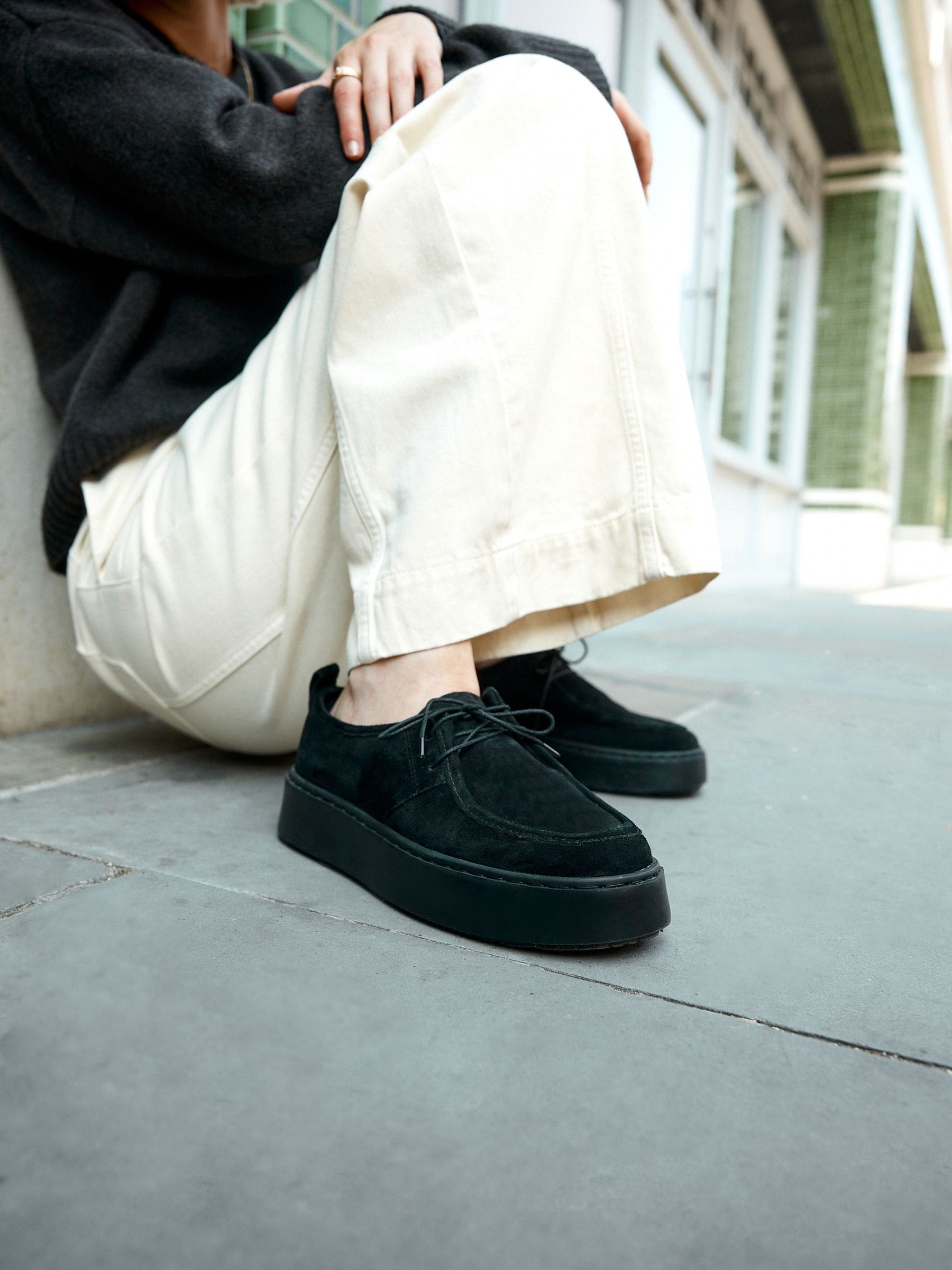 Zwart - Forever Comfort® Leather Casual Chunky Lace-Up Shoes