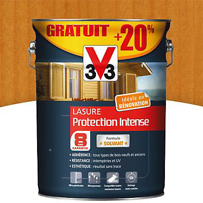 Lasure extérieure protection intense V33 chêne clair - 8 ans 5L + 20% gratuit